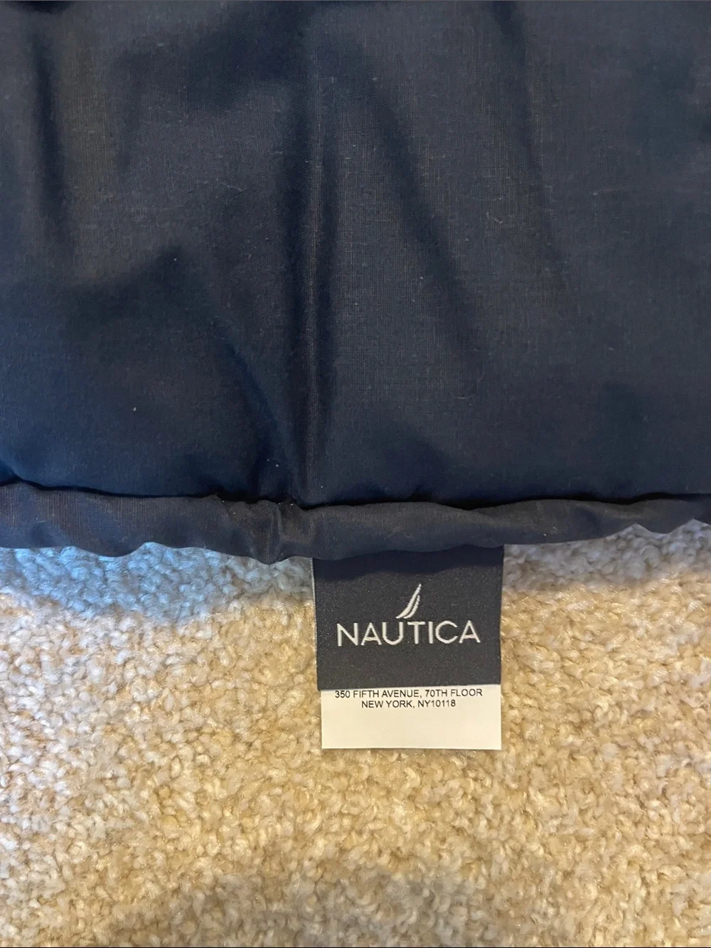 Striped Navy Quilt Comforter with Red and White Accents